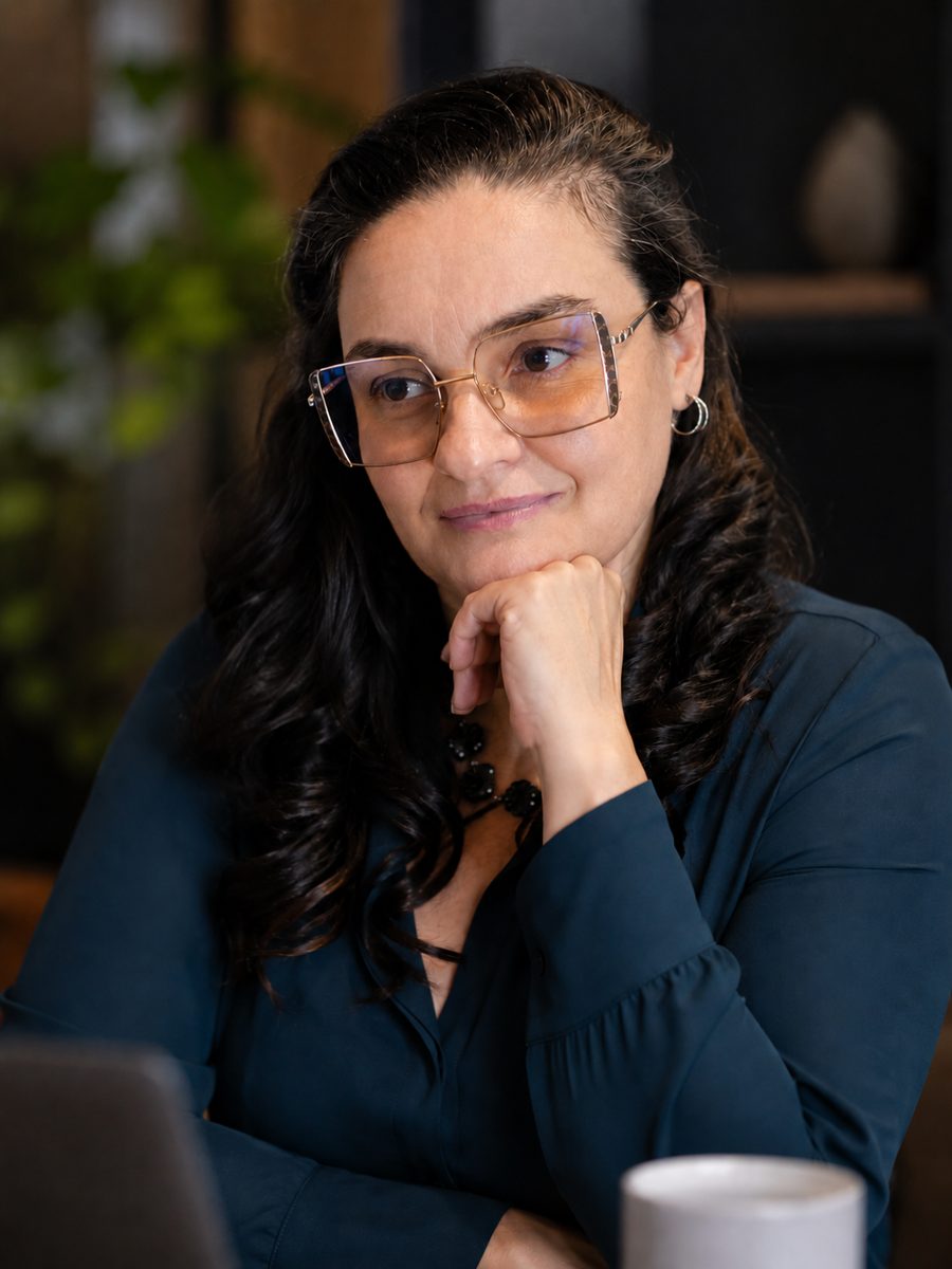 Sabrina Bet em reunião de trabalho